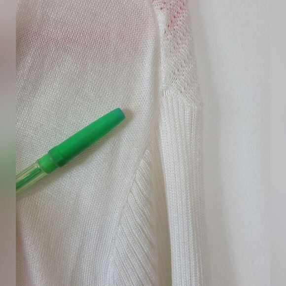 Liz Claiborne Career Longline Cardigan Sweater White Cozy Knit Loungewear Large - Picture 10 of 10